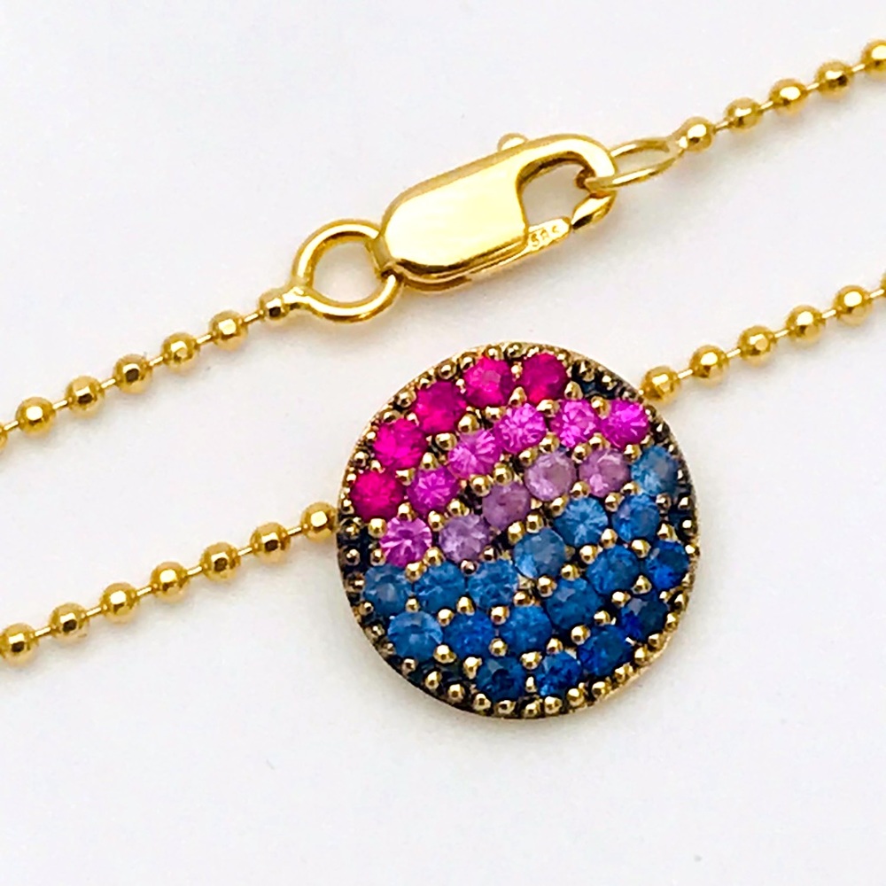 Phillip House, 14kt Yellow Gold Genuine Muti-Colored Sapphires Necklace 18”